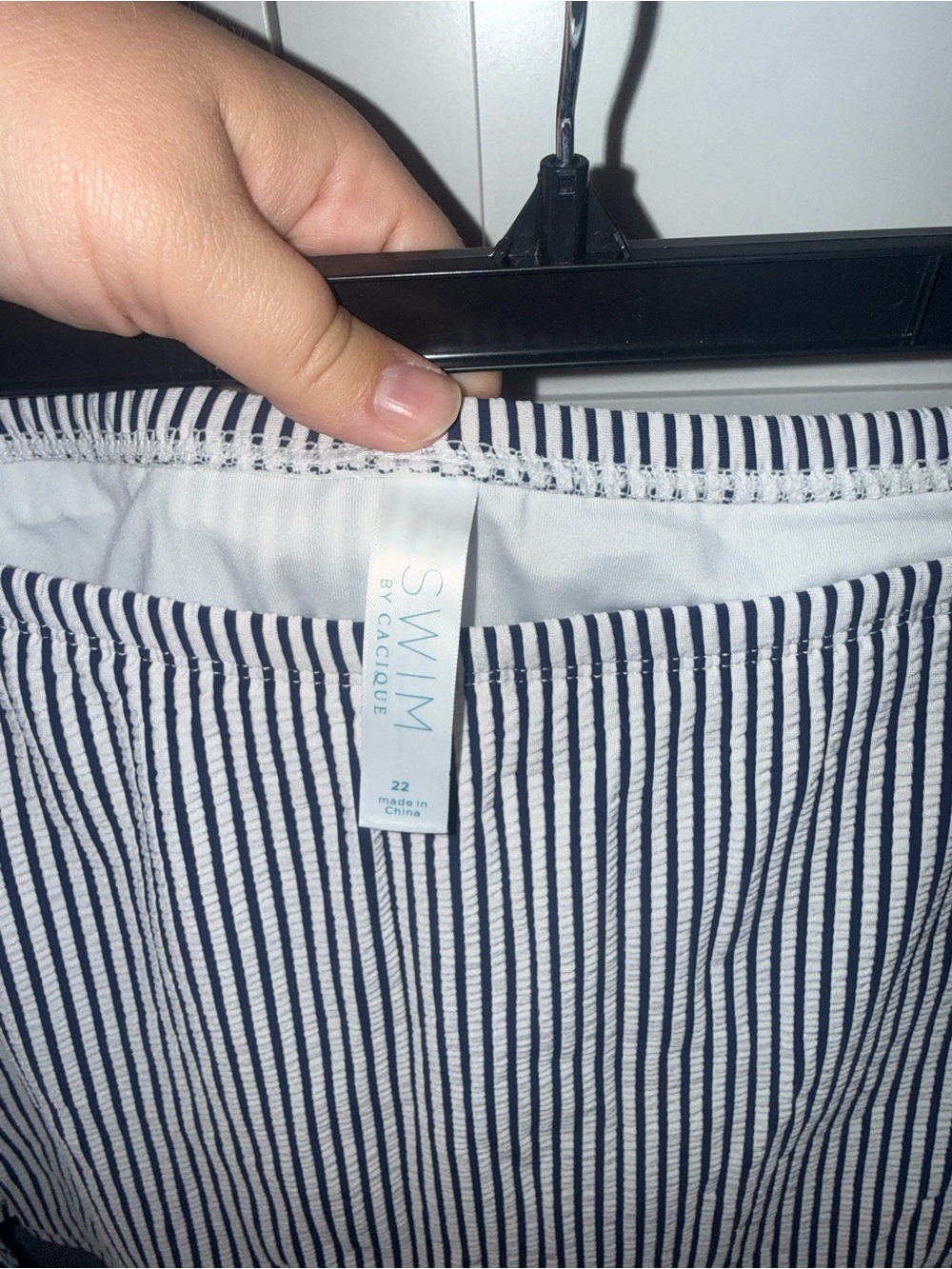Cacique Navy & White Striped Tankini with skort  44D top / 22 bottom - Picture 6 of 10
